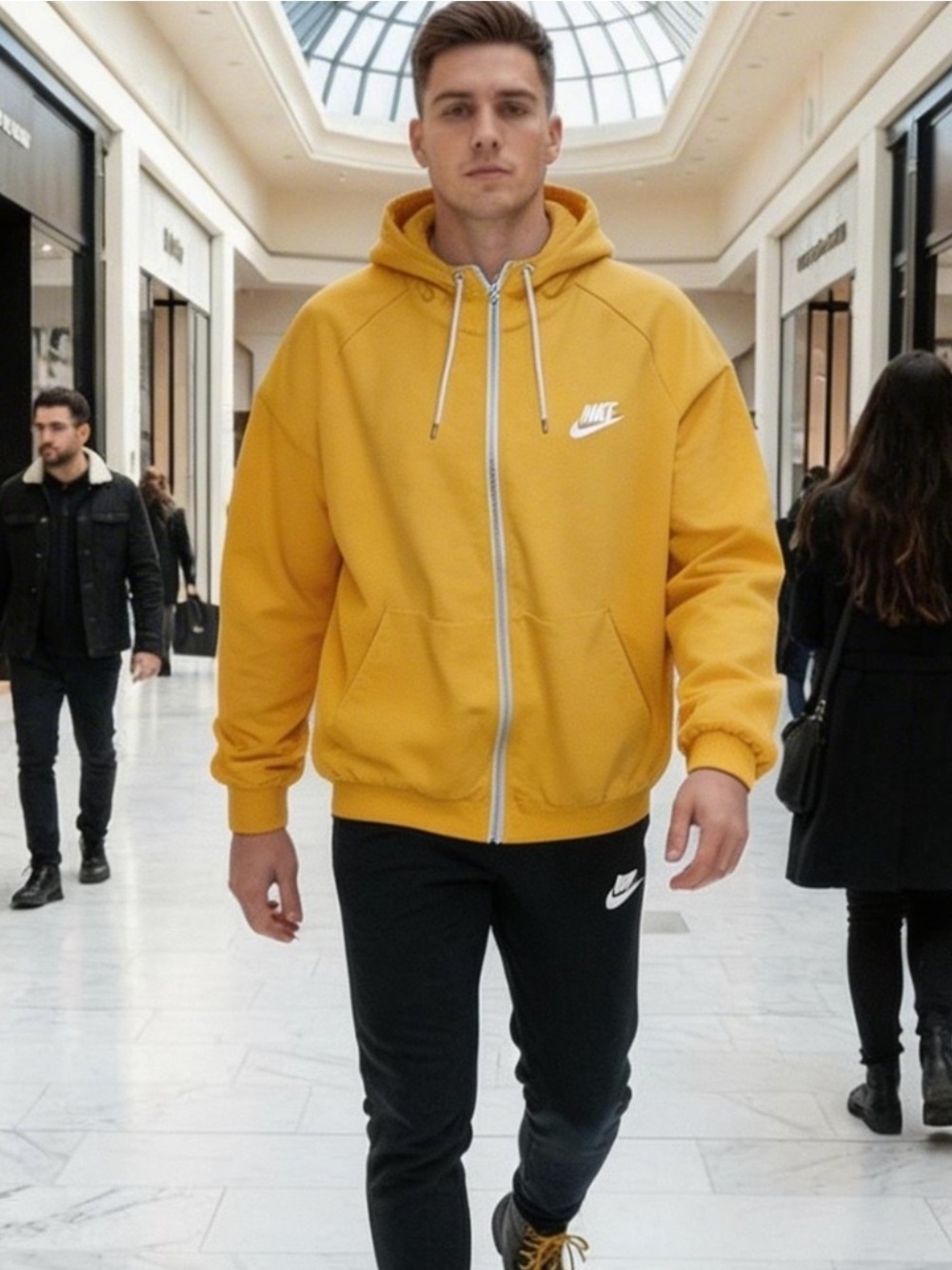 Nike golden yellow classic zip-up hoodie